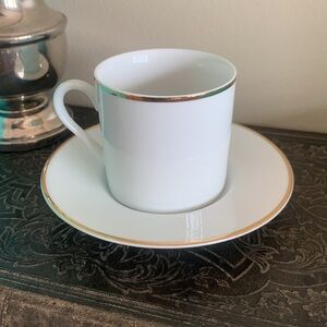 Tiffany  & Co. cream and gold rim espresso set perfect 1216